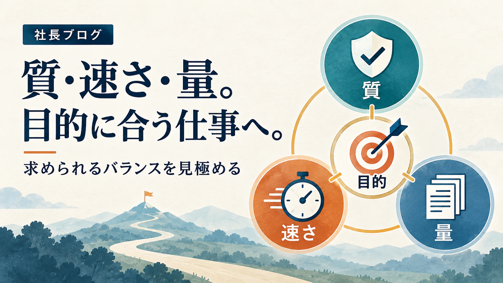 質・速さ・量。――目的に合う仕事をするために