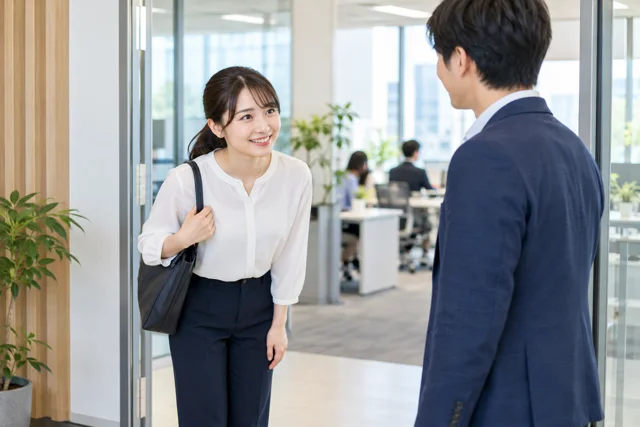 挨拶と身だしなみの学習内容を表した日本人の仕事・日常の場面