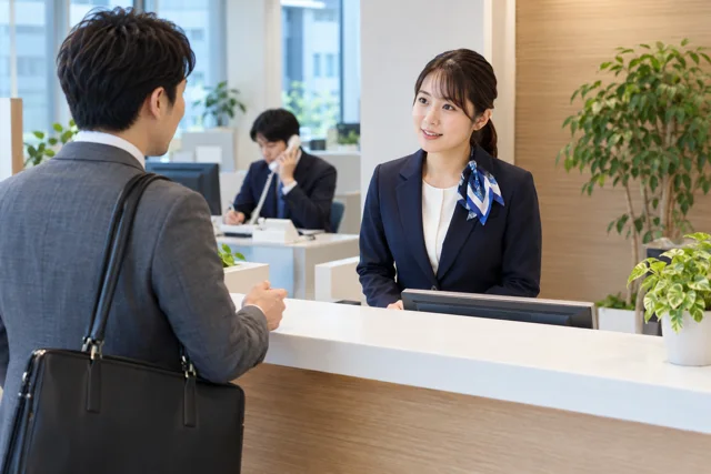 来客・電話への対応の学習内容を表した日本人の仕事・日常の場面