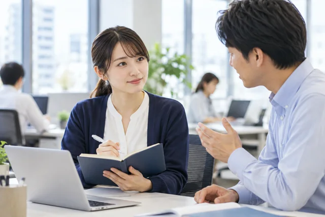 主体的であるの学習内容を表した日本人の仕事・日常の場面