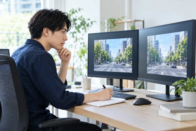 AI/機械学習エンジニアの学習内容を表した日本人の仕事・日常の場面