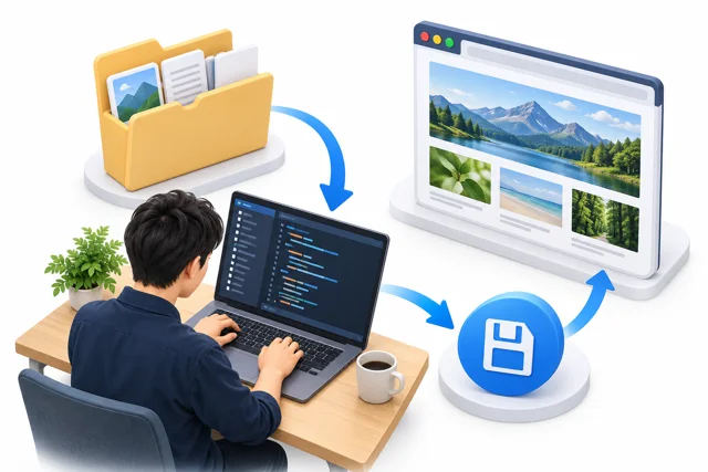 エディタと制作環境を準備するの学習内容を表した仕組みのイメージ図