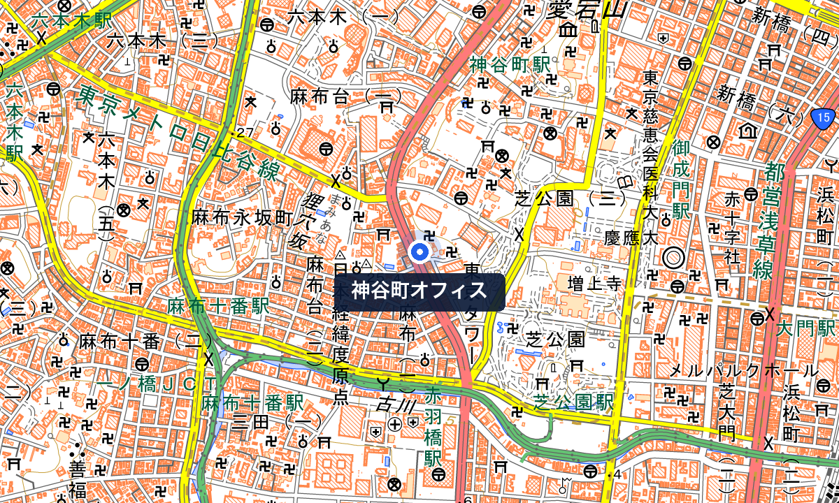 神谷町オフィス周辺の地図