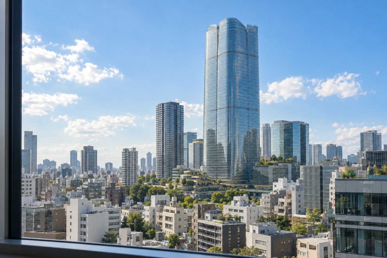 窓の向こうに、麻布台ヒルズ